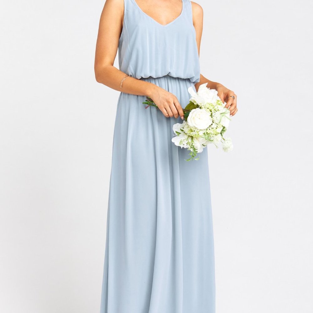 Show Me Your Mumu Kendall Maxi Steel Blue Chiffon